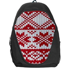 Crimson Knitting Pattern Background Vector Backpack Bag by BangZart