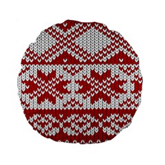 Crimson Knitting Pattern Background Vector Standard 15  Premium Flano Round Cushions