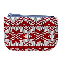 Crimson Knitting Pattern Background Vector Large Coin Purse by BangZart