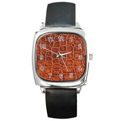 Crocodile Skin Texture Square Metal Watch by BangZart