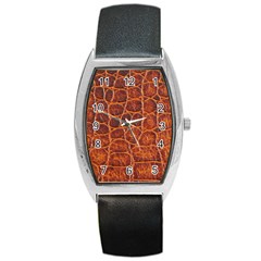 Crocodile Skin Texture Barrel Style Metal Watch