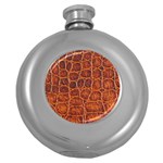 Crocodile Skin Texture Round Hip Flask (5 oz) Front