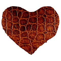 Crocodile Skin Texture Large 19  Premium Flano Heart Shape Cushions by BangZart