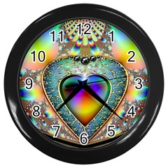 Rainbow Fractal Wall Clocks (black) by BangZart