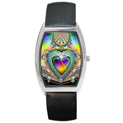 Rainbow Fractal Barrel Style Metal Watch by BangZart