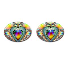 Rainbow Fractal Cufflinks (oval) by BangZart