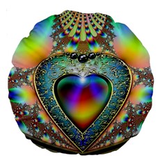 Rainbow Fractal Large 18  Premium Round Cushions