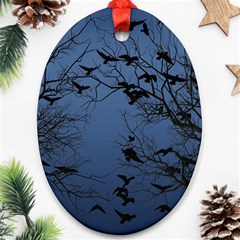 Crow Flock  Oval Ornament (two Sides) by Valentinaart