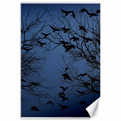 Crow Flock  Canvas 12  X 18   by Valentinaart