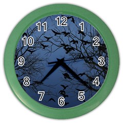 Crow Flock  Color Wall Clocks by Valentinaart