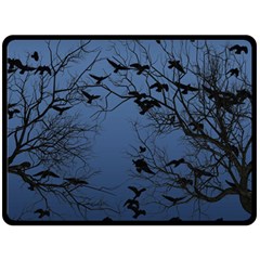 Crow Flock  Fleece Blanket (large)  by Valentinaart