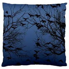 Crow Flock  Large Cushion Case (one Side) by Valentinaart