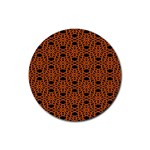 Triangle Knot Orange And Black Fabric Rubber Round Coaster (4 pack)  Front