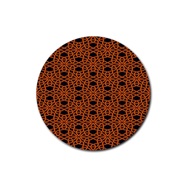 Triangle Knot Orange And Black Fabric Rubber Round Coaster (4 pack) 