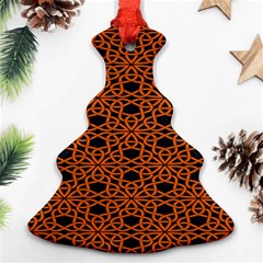 Triangle Knot Orange And Black Fabric Christmas Tree Ornament (two Sides)