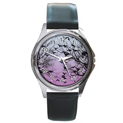 Crow Flock  Round Metal Watch by Valentinaart