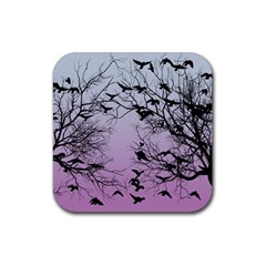 Crow Flock  Rubber Coaster (square)  by Valentinaart