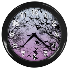 Crow Flock  Wall Clocks (black) by Valentinaart