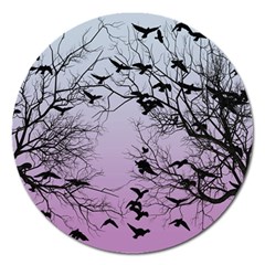 Crow Flock  Magnet 5  (round) by Valentinaart