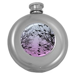 Crow Flock  Round Hip Flask (5 Oz) by Valentinaart