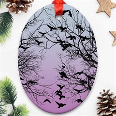 Crow Flock  Oval Ornament (two Sides) by Valentinaart