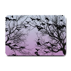 Crow Flock  Small Doormat  by Valentinaart