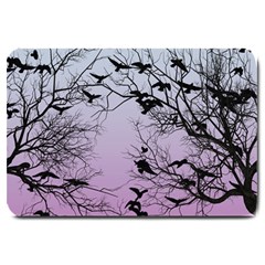 Crow Flock  Large Doormat  by Valentinaart