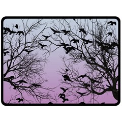 Crow Flock  Fleece Blanket (large)  by Valentinaart