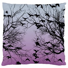 Crow Flock  Large Cushion Case (one Side) by Valentinaart