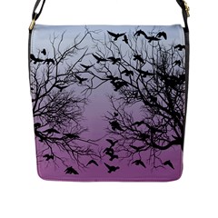 Crow Flock  Flap Messenger Bag (l)  by Valentinaart