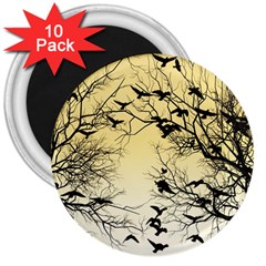 Crow Flock  3  Magnets (10 Pack)  by Valentinaart