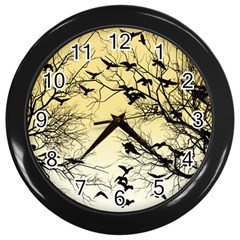 Crow Flock  Wall Clocks (black) by Valentinaart