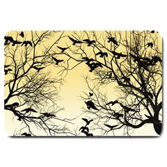 Crow Flock  Large Doormat  by Valentinaart