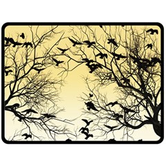 Crow Flock  Fleece Blanket (large)  by Valentinaart