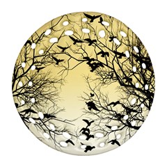 Crow Flock  Ornament (round Filigree) by Valentinaart