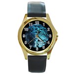 Mars Round Gold Metal Watch Front