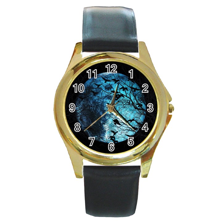 Mars Round Gold Metal Watch