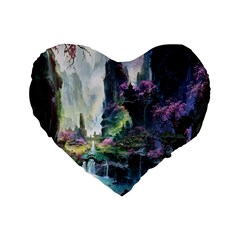 Fantastic World Fantasy Painting Standard 16  Premium Heart Shape Cushions by BangZart