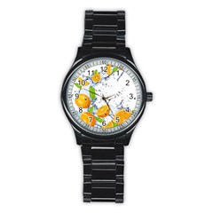 Fruits Water Vegetables Food Stainless Steel Round Watch by BangZart