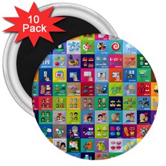 Exquisite Icons Collection Vector 3  Magnets (10 Pack)  by BangZart