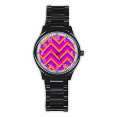 Chevron Stainless Steel Round Watch