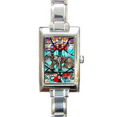 Elephant Stained Glass Rectangle Italian Charm Watch by BangZart