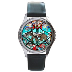 Elephant Stained Glass Round Metal Watch by BangZart