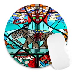 Elephant Stained Glass Round Mousepads by BangZart