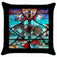 Elephant Stained Glass Throw Pillow Case (black) by BangZart