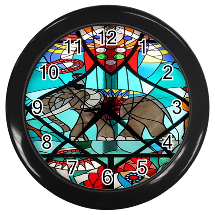 Elephant Stained Glass Wall Clocks (Black)