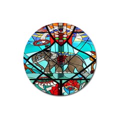 Elephant Stained Glass Magnet 3  (round) by BangZart