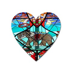 Elephant Stained Glass Heart Magnet by BangZart