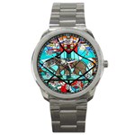 Elephant Stained Glass Sport Metal Watch Front