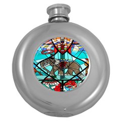 Elephant Stained Glass Round Hip Flask (5 Oz) by BangZart